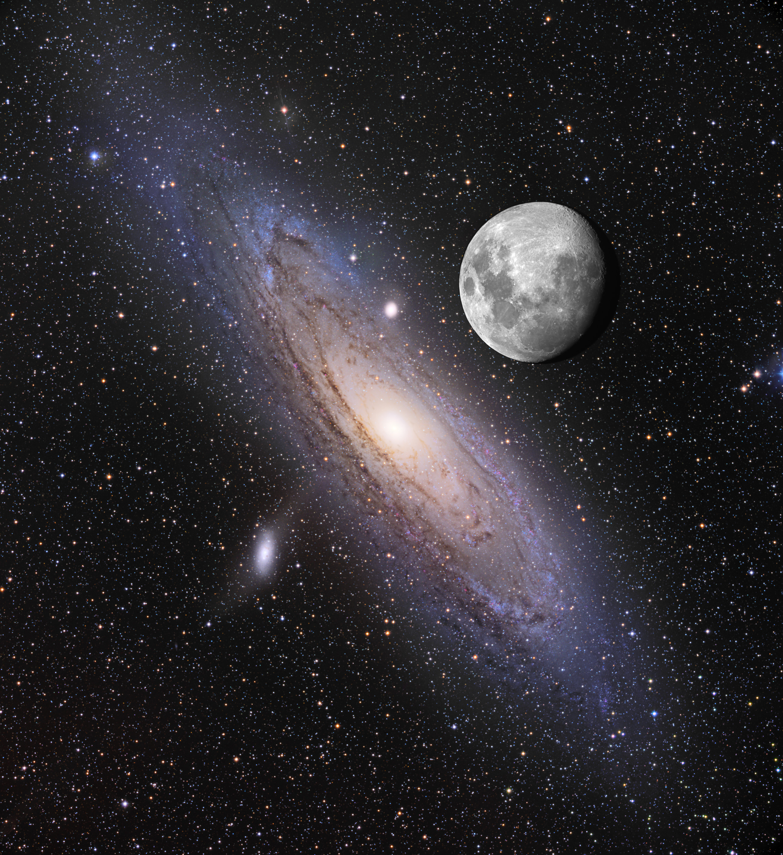 Galaktyka Andromedy w porównaniu z księżycem.