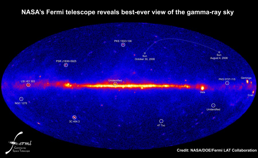 Fermi's view of the gamma-ray sky (NASA's Atronomy Picture of the Day - March 21, 2009)