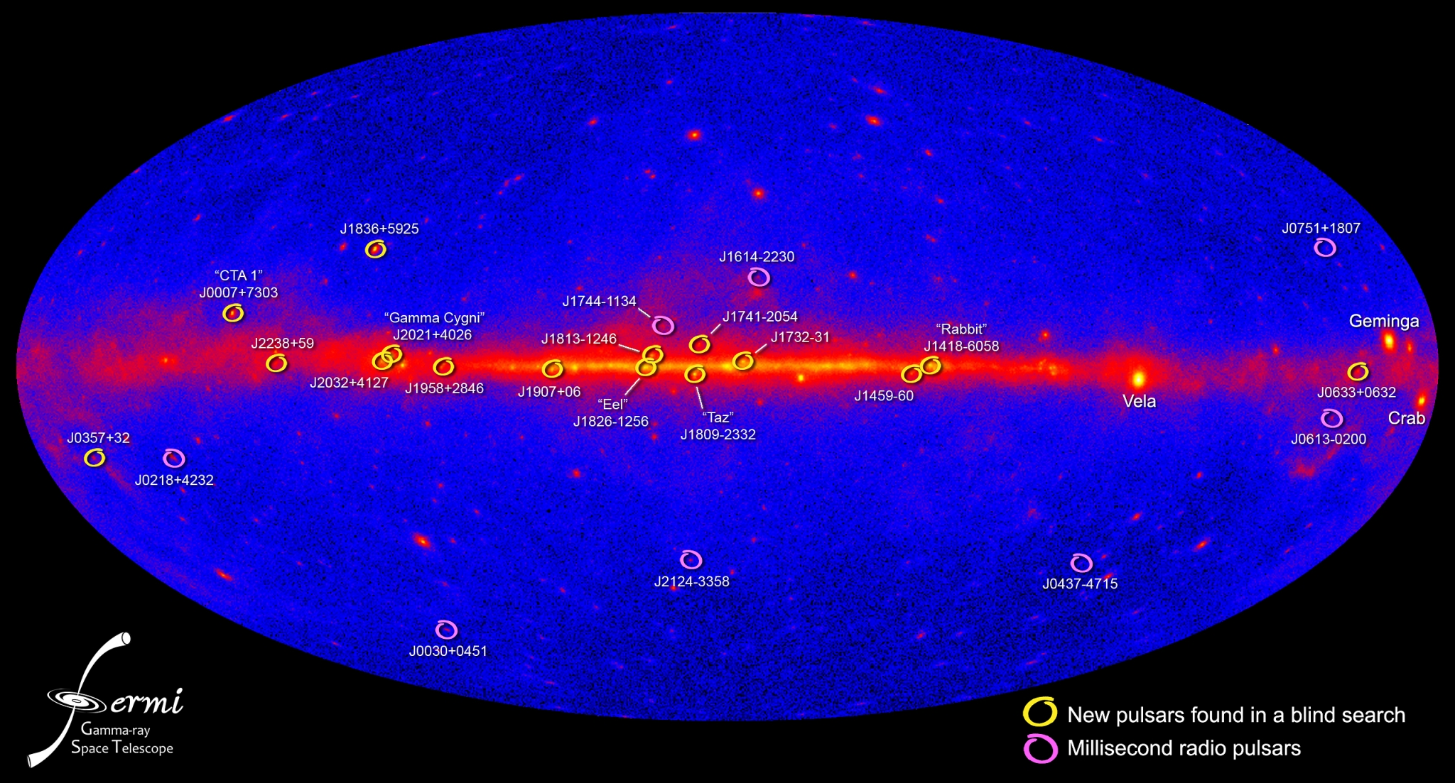 Fermi's Gamma-ray Pulsars (NASA's Atronomy Picture of the Day - July 09, 2009)