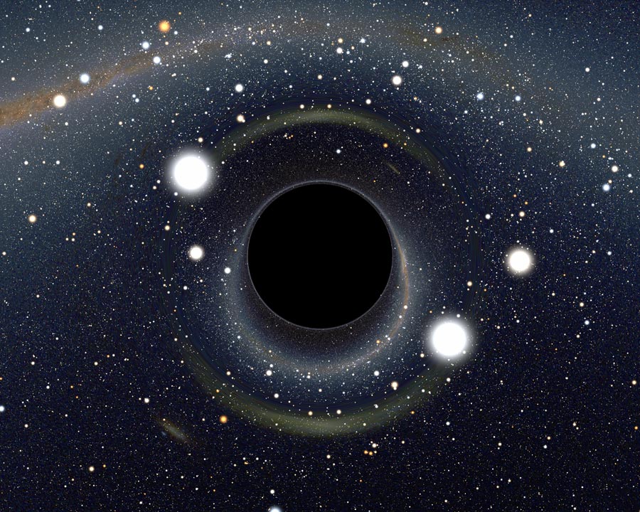 Simulierte Ansicht von einem Schwarzes Loch