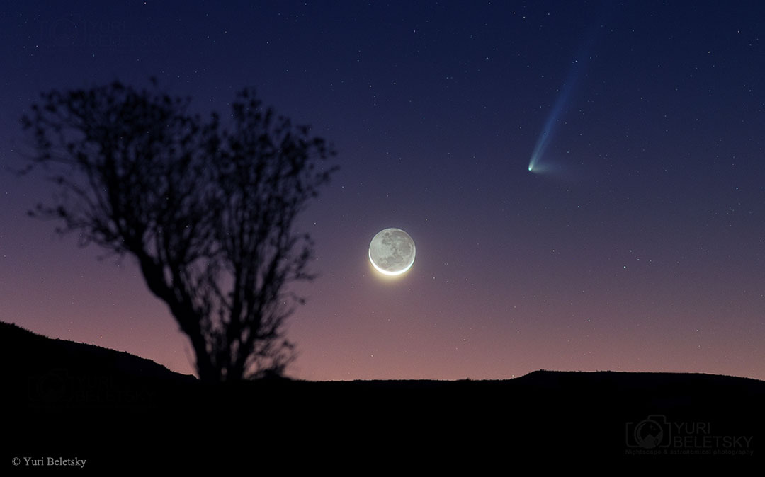 Across The Universe Comet PanSTARRS and a Crescent Moon