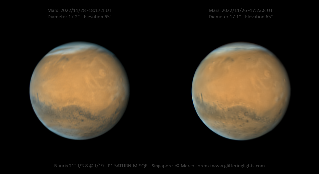 Mars looks sharp in these two rooftop telescope views captured in