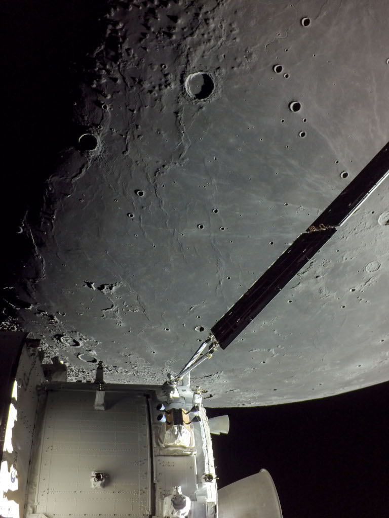 A camera on board the uncrewed Orion spacecraft captured