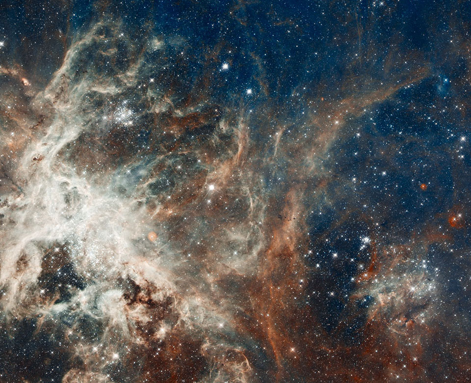 Tarantulo ūkas. ©NASA, ESA, ESO, Hubble Heritage Team, D. Lennon