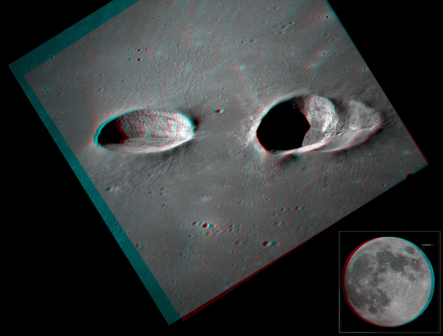 Los cráteres Messier en estéreo