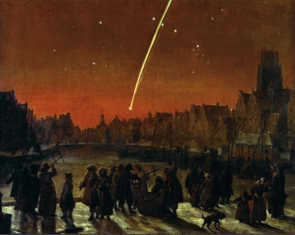 El gran cometa de 1680 sobre Rotterdam