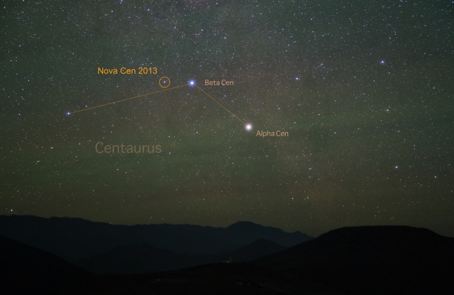 Nova Centauri 2013 a simple vista