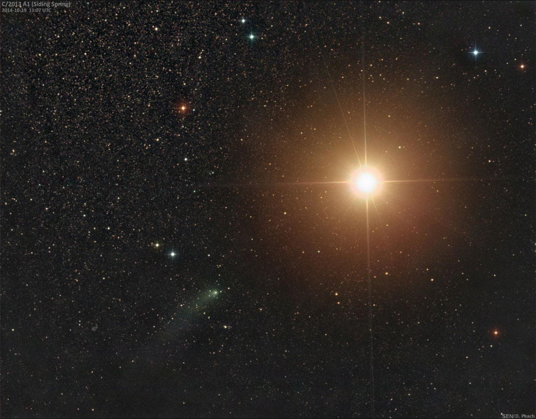 El cometa Siding Spring pasa por Marte