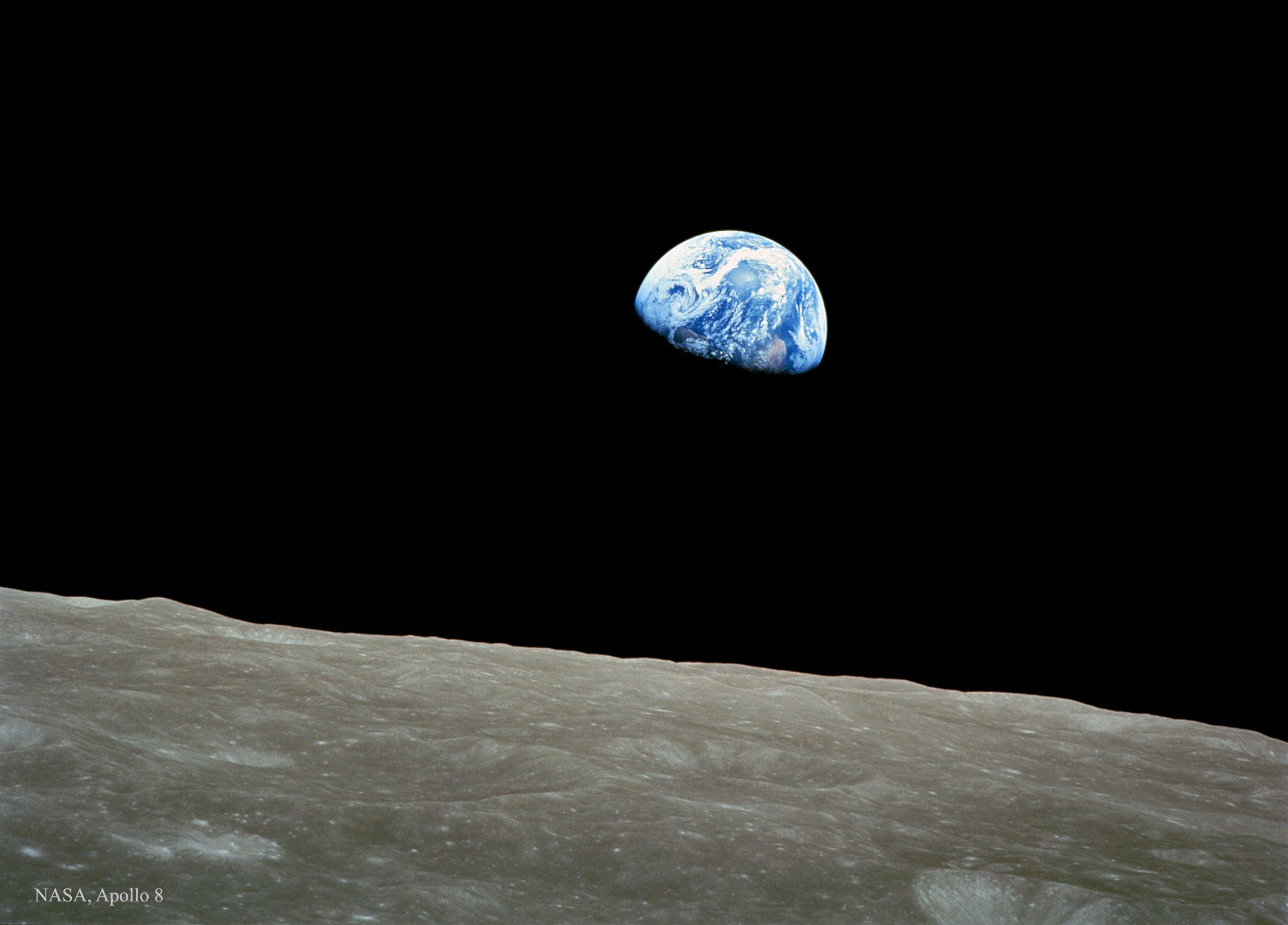 The famous Apollo 8 image of the Earth rising over the Moon