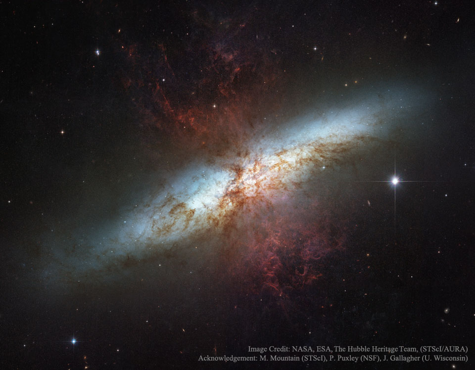 M82: una galaxia con un viento supergaláctico