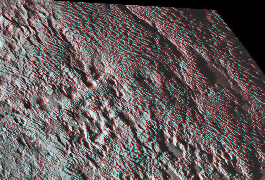 El anguloso terreno de Plutón en 3D