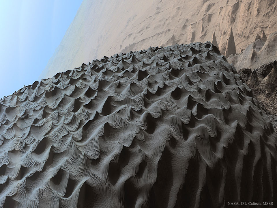 火星上的暗沙丘(水平压缩)
