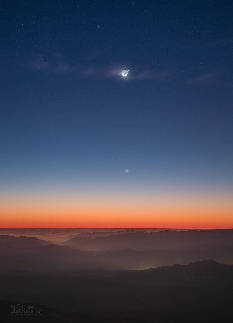 La Luna y Mercurio desde Las Campanas