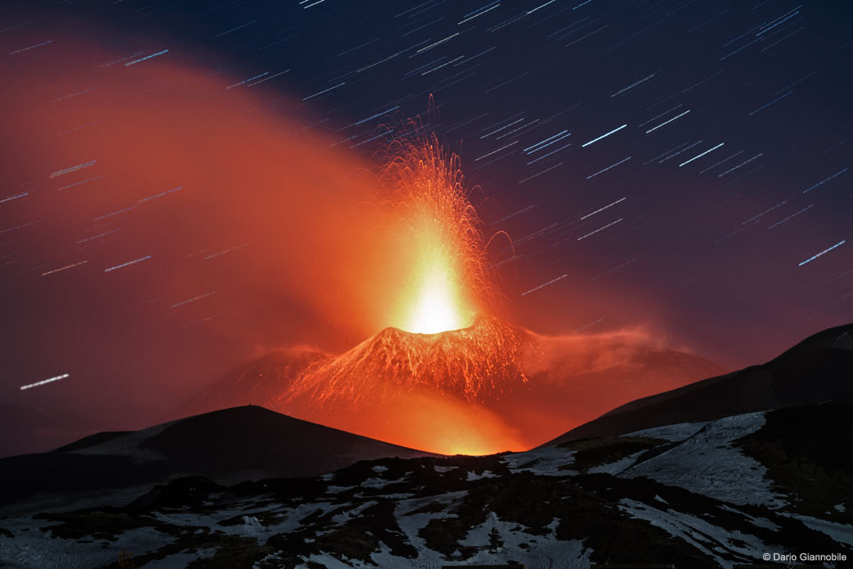 Columna de lava en el monte Etna