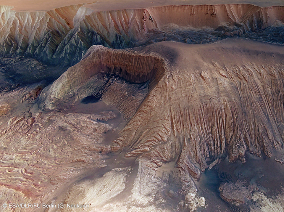 火星上赫伯斯峡谷的崩塌
