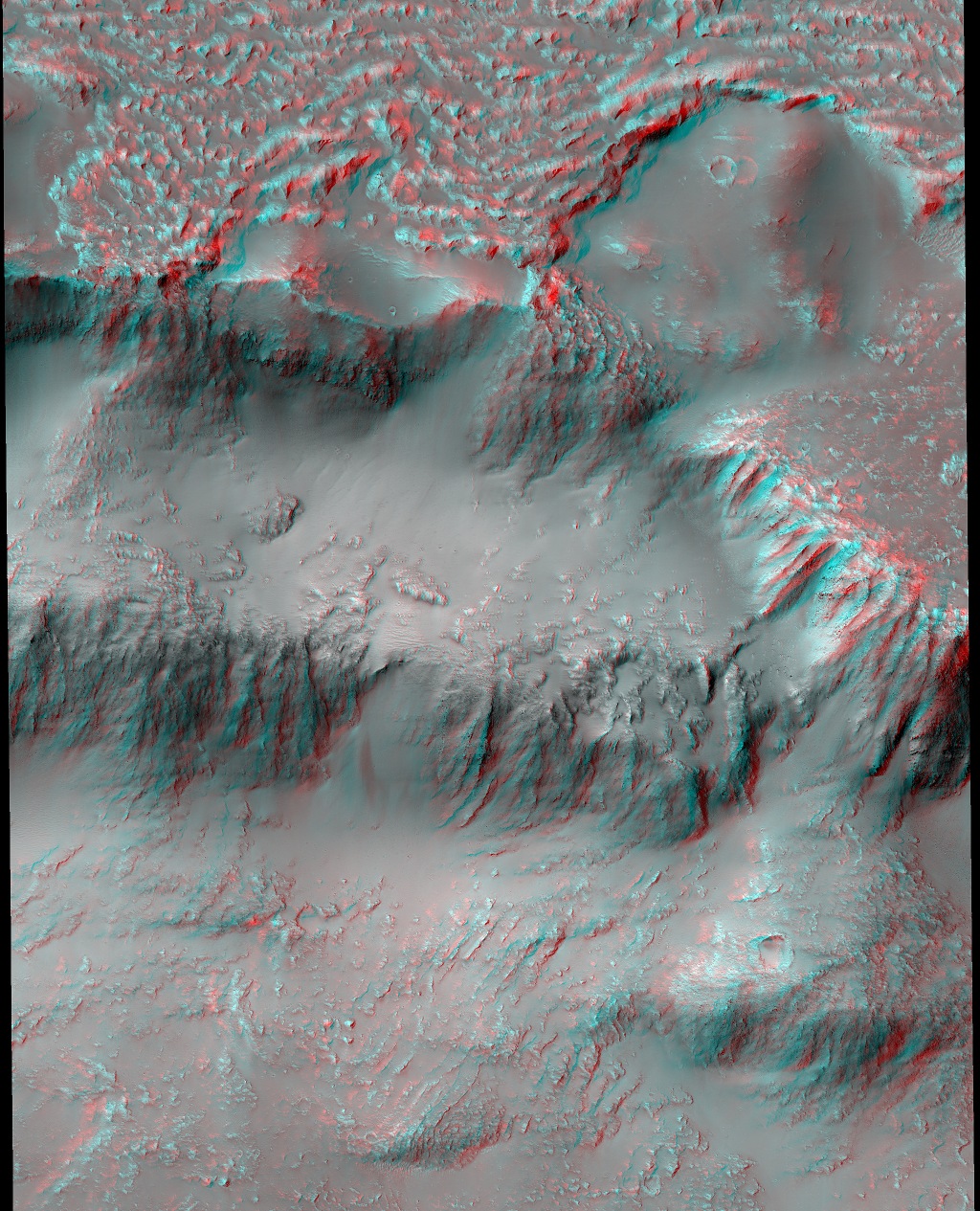 Cataratas 3D de lava en Marte