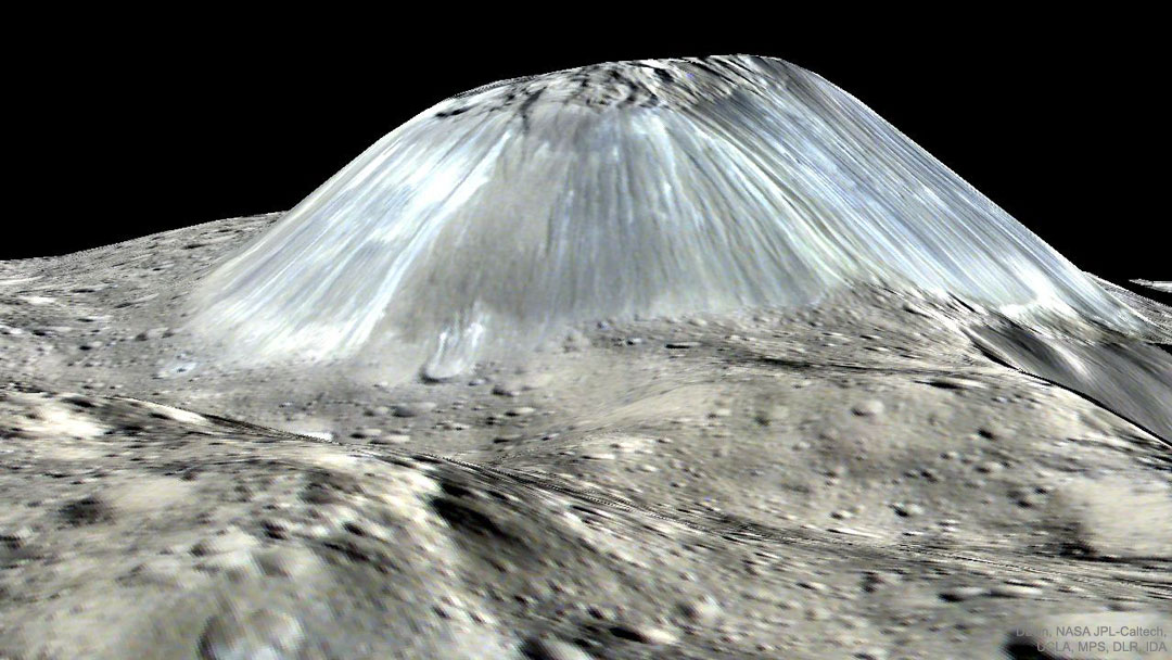 Montaña inusual Ahuna Mons en el asteroide Ceres