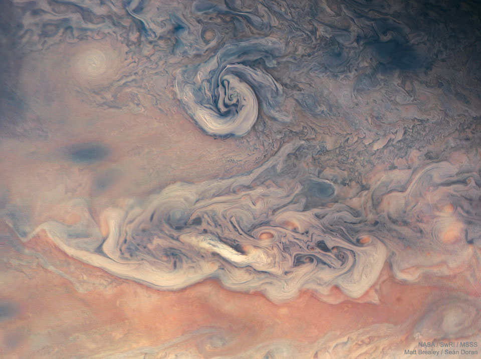 2018年11月21日:朱诺号拍摄的木星涡漩和色彩-（Swirls and Colors on Jupiter from Juno）