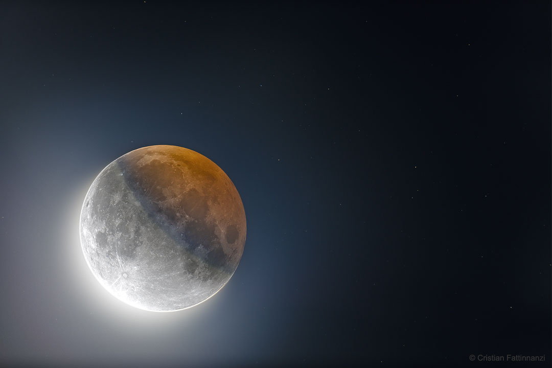 HDR: Earth's Circular Shadow on the Moon