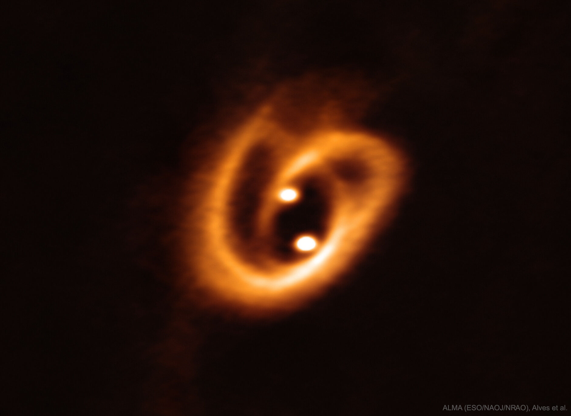 APOD: 2019 October 16 - BHB2007: A Baby Binary Star in Formation