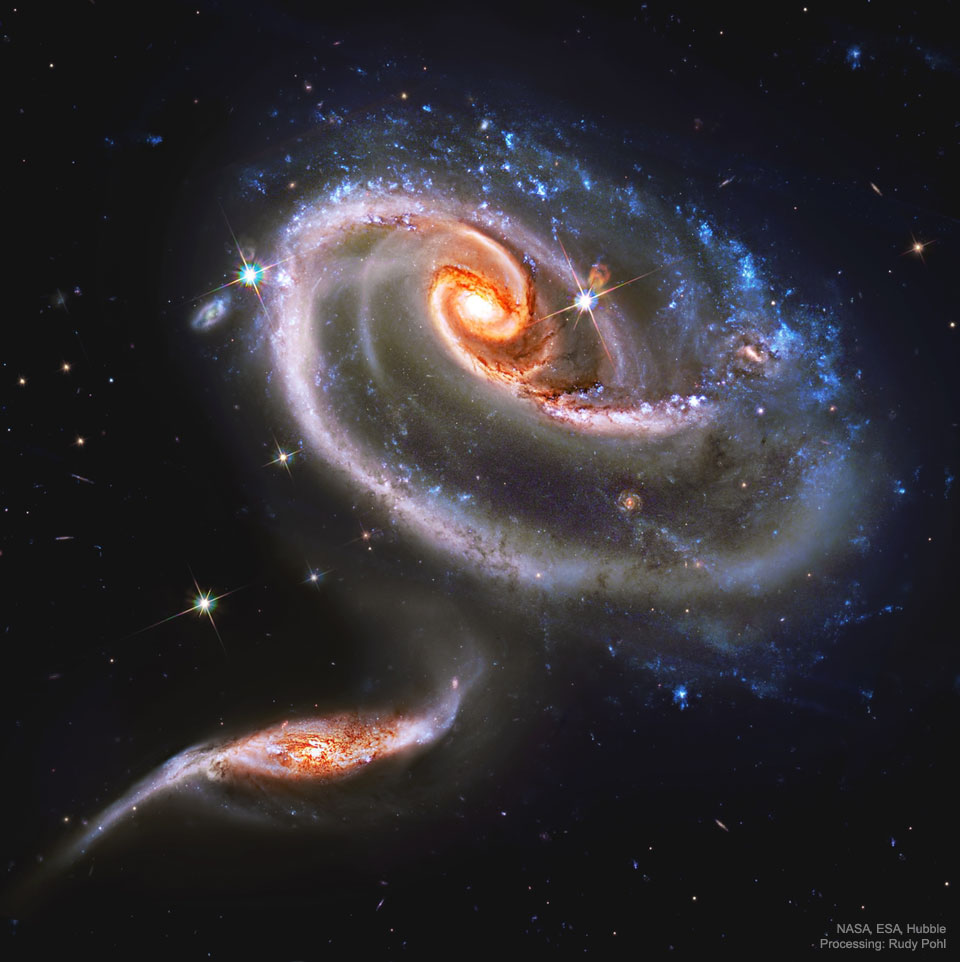 APOD: 2019 November 20 - Arp 273: Battling Galaxies from Hubble