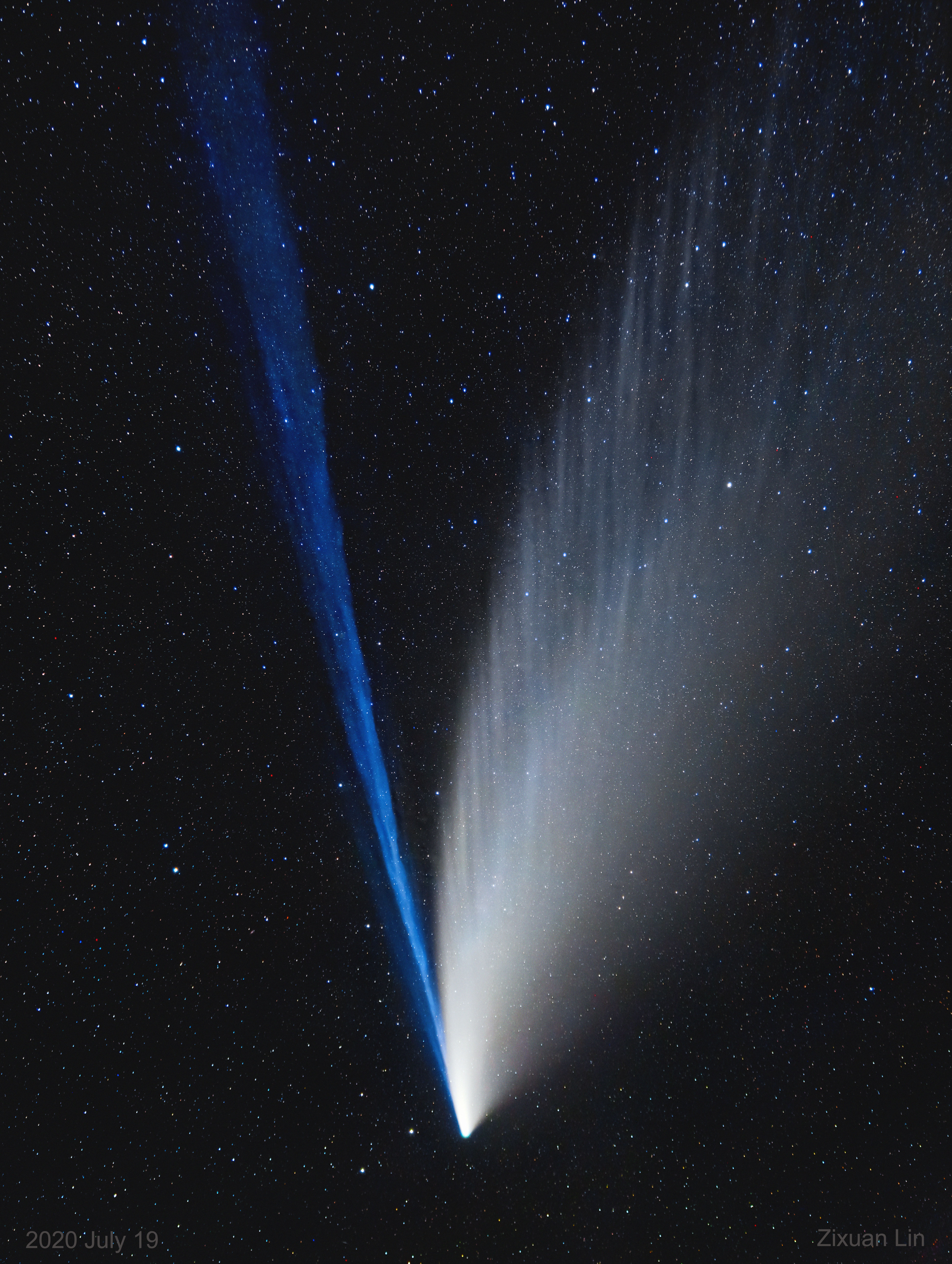 每日星空：NEOWISE彗星有结构的彗尾