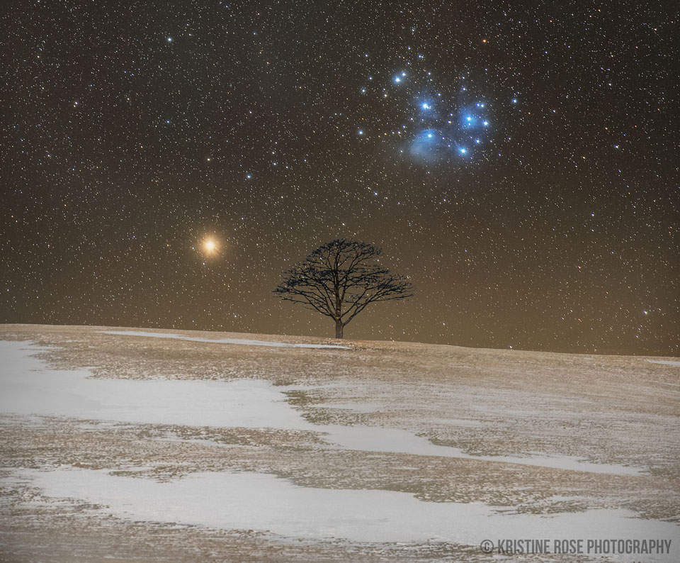 Mars and the Pleiades Beyond Vinegar Hill