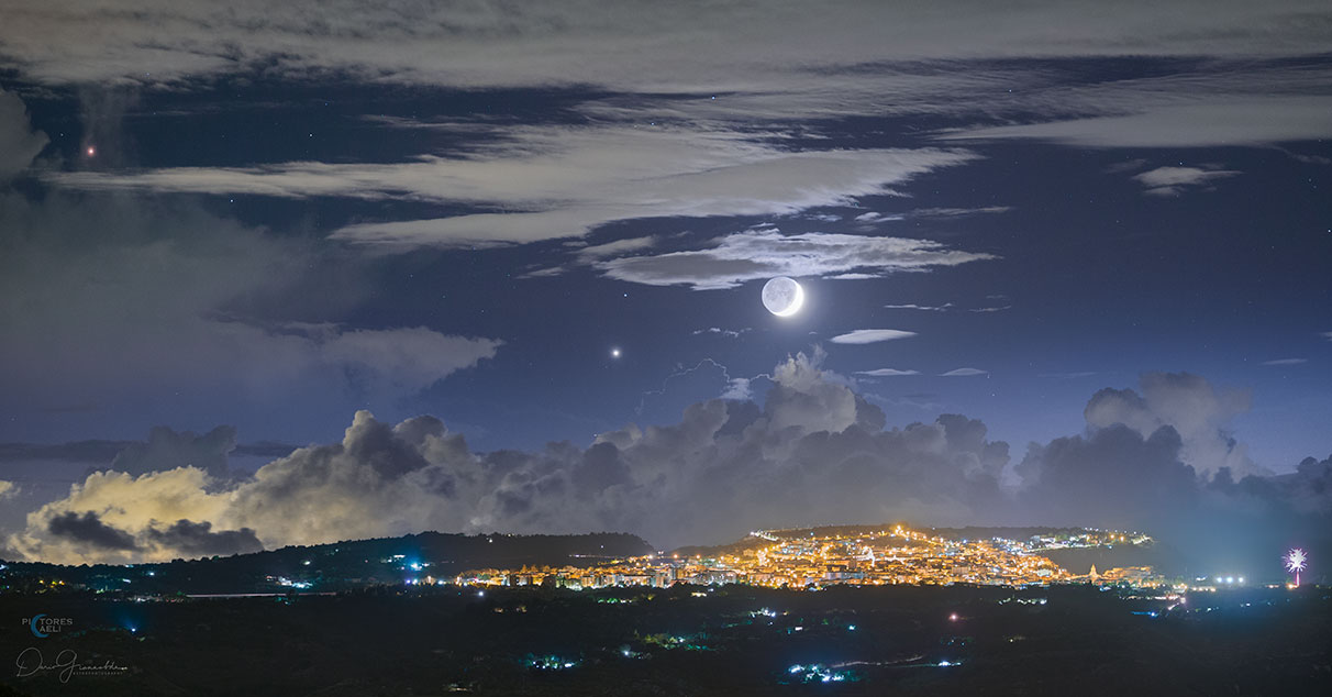 地球照耀西西里岛的月亮