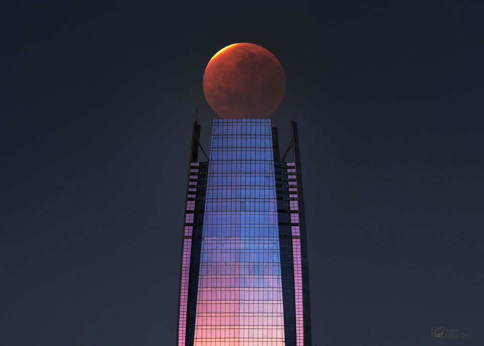 The featured image shows the Moon in partial eclipse over
the Gran Torre Santiago building in Chile. 
Please see the explanation for more detailed information.