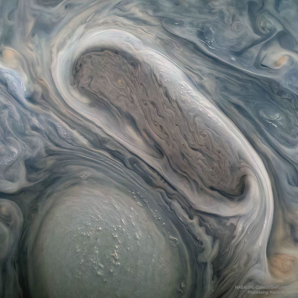 The featured image shows an image of Jupiter's clouds as captured by the Juno spacecraft in late 2021 November. Please see the explanation for more detailed information.