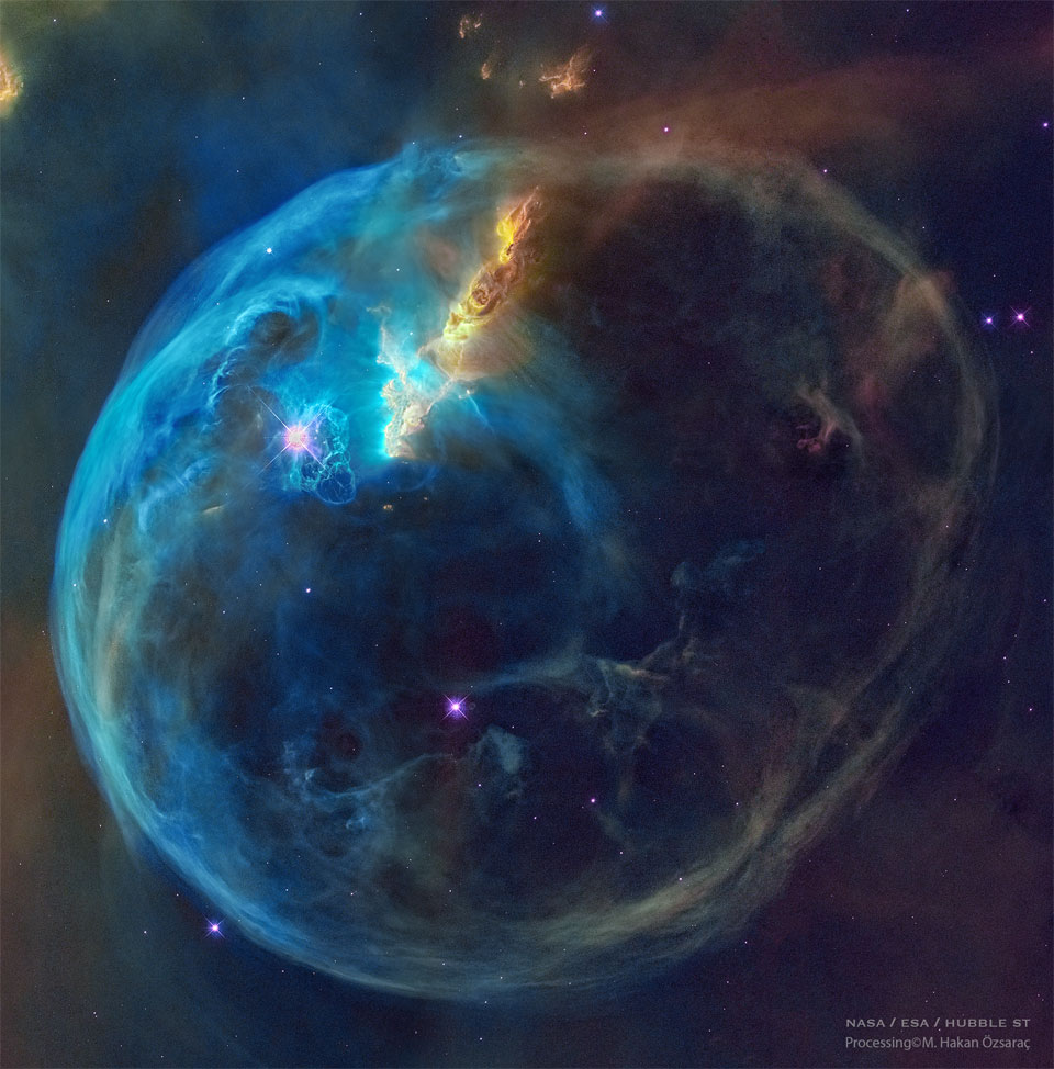 The featured image depicts the Bubble Nebula 
as captured by the Hubble Space Telescope. 
Please see the explanation for more detailed information.