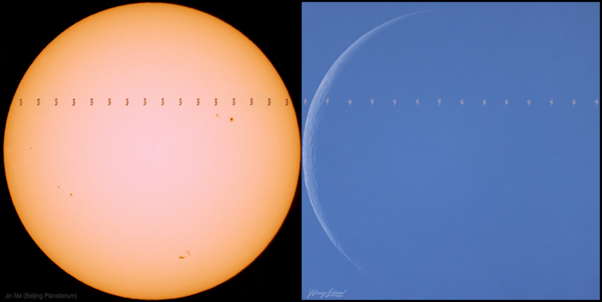 Sun and Moon and ISS