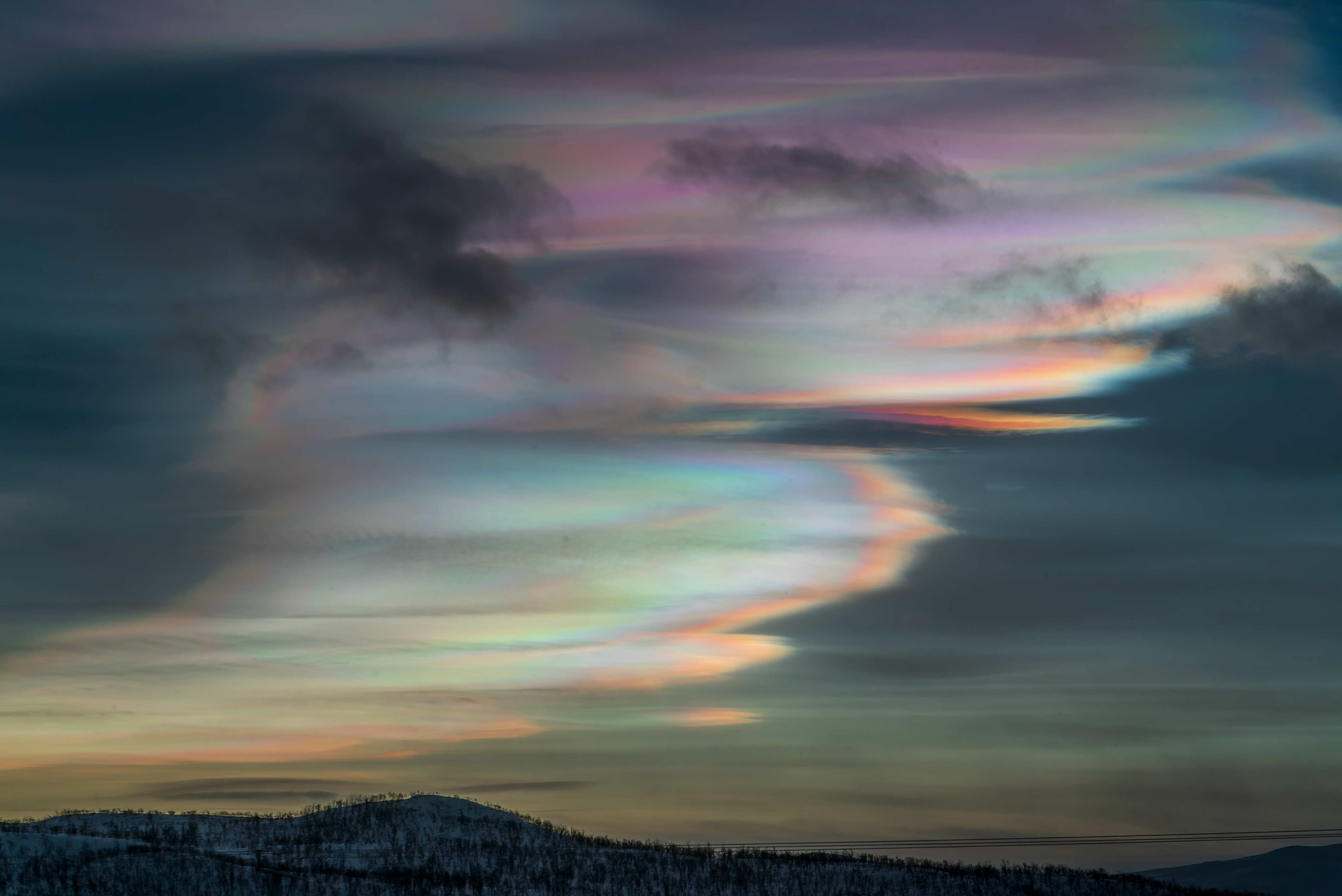Nacreous clouds, a.k.a. mother of pearl clouds in
Finland