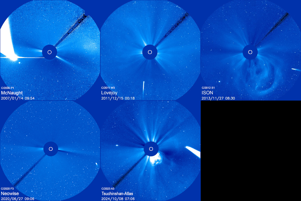 APOD: 2024 October 10 - Five Bright Comets from SOHO