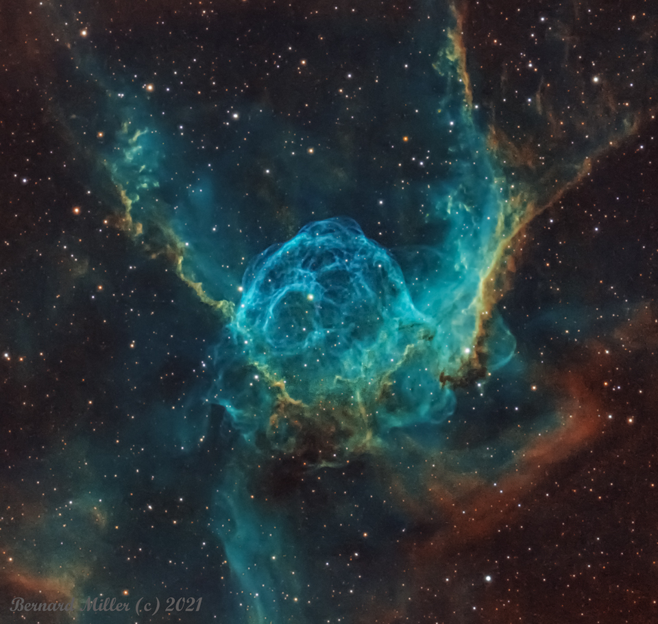 The picture shows the central part of nebula known as Thor's Helmet.
Please see the explanation for more detailed information.
