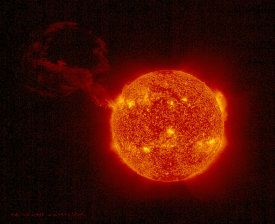 The featured image shows the Sun undergoing a large 
eruption in mid-Feburary where a large prominence is
visible.
Please see the explanation for more detailed information.